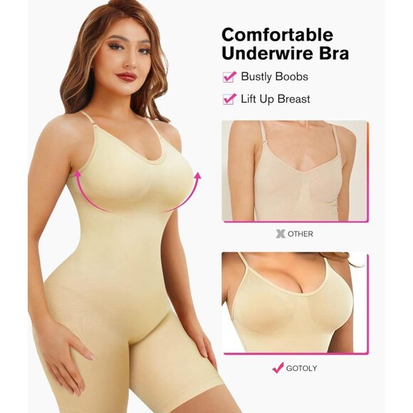 Seamless Bodysuit for Women Tummy Control Shapewear Mid-Thigh Full Body Shaper - Picture 4 of 5